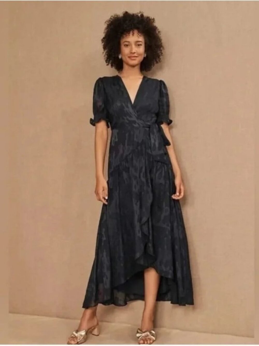 Anthropologie Hutch Biscayne Wrap Dress in Navy Blue Size M